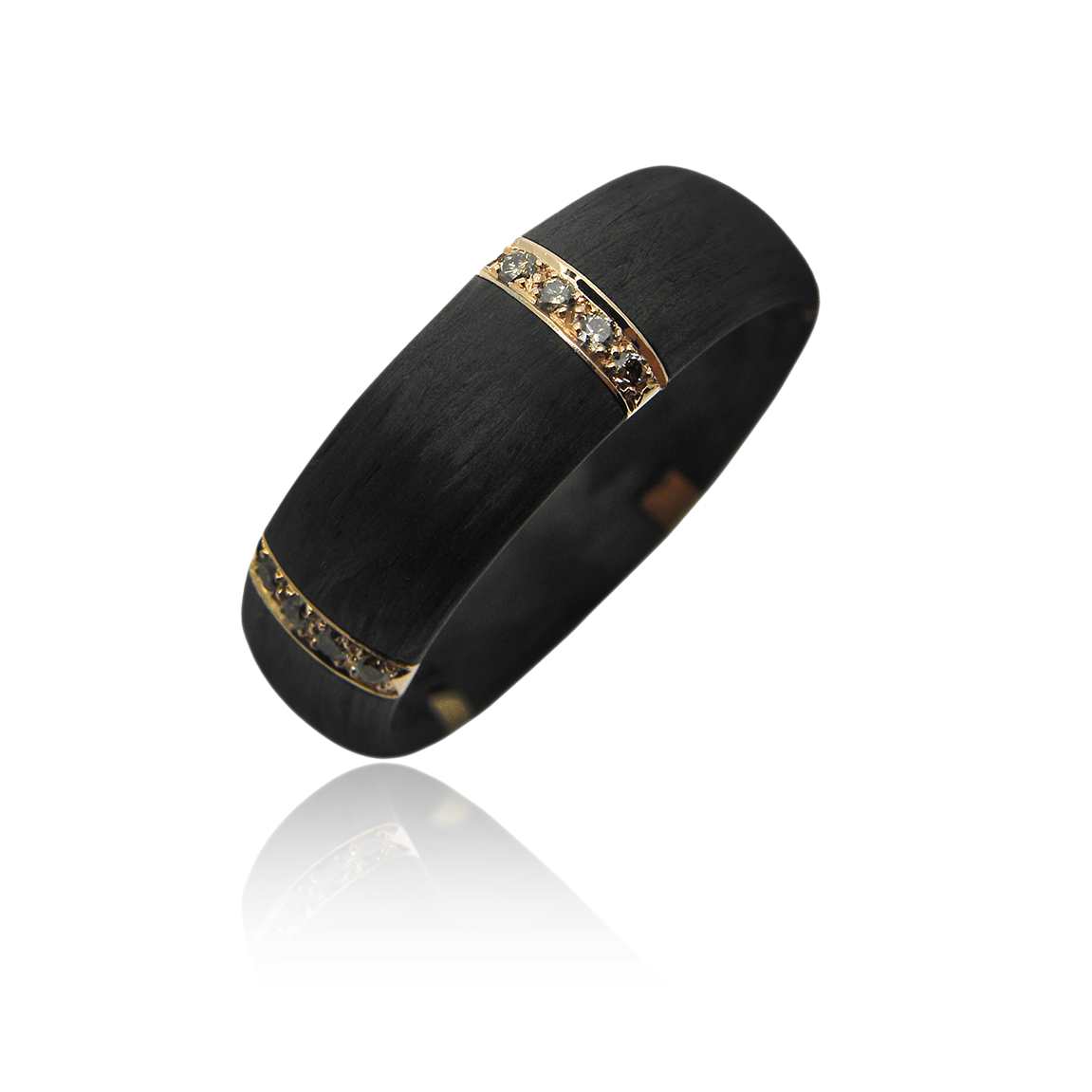 Damenring, Carbonring, Alliance, Diamantring, Carbonschmuck, Carbon, Rotgold, ladies ring, diamond ring, red gold, brilliant cut, brillanten, diamant, diamond, goldsmith, goldschmiede, atelier, manufacture, faktor s, sahak, winterthur, zürich, zurich, swissmade, jewellery, jewelry