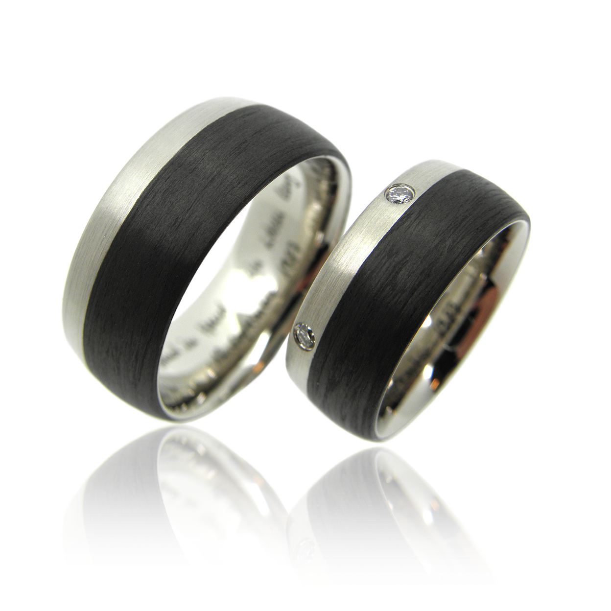 Trauringe, Eheringe, Hochzeitsringe, Weissgold, Carbon, Handgravur, Anfertigung, Diamanten, Brillanten, Goldschmiede, Faktor S, Winterthur, zürich, zurich, sahak, wedding ring, diamond ring, alliance, diamond, brilliant cut, handgravur, individuell, swissmade, jewellery, jewelry