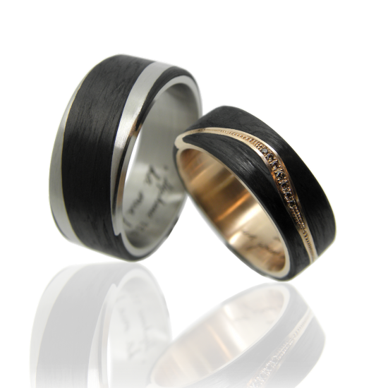 Trauringe, Eheringe, Partnerringe, Weissgold, Carbon, Carbonringe, Rotgold, Brillanten, Diamanten, Goldschmiede, Hochzeitsschmuck, Faktor S, Trauringschmiede, Trauringlounge, Winterthur, Zürich, sahak, jewellery, wedding ring, wedding band, diamond ring, design, wedding, swissmade