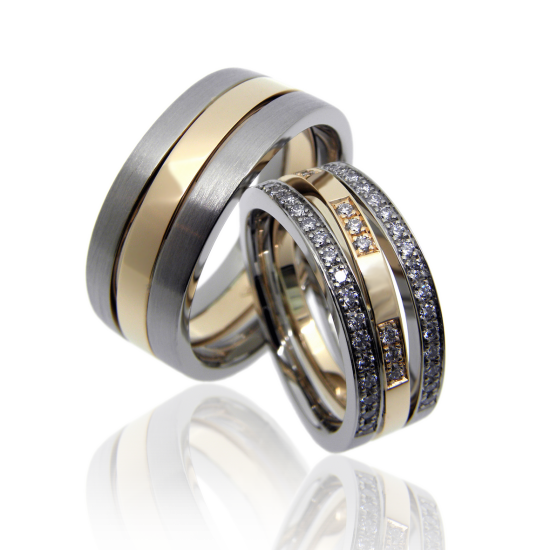 Trauringe, Eheringe, Hochzeitsringe, Weissgold, Rotgold, Pavé, Brillanten, Handgravur, Anfertigung, Diamanten, Brillanten, Goldschmiede, Faktor S, Winterthur, Zürich, Sahak, Zurich, wedding ring, wedding band, alliance, red gold, white gold, diamond ring, diamonds, brilliant cut, wave, curved, manufacture, goldsmith, swissmade