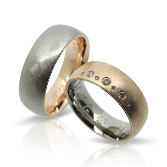 Trauringe, Eheringe, Alliance, wachsend, eternity ring, Partnerrine, Weissgold, Rotgold, Brillanten, Anfertigung, Goldschmied, Faktor S, Trauringschmiede, Trauringlounge, Winterthur, Zürich, wedding band, wedding ring, wedding, bicolour, alliance ring, diamond ring, briliant cut, fancy brown, wedding jewelry, goldsmith, sahak, zurich, swissmade, jewellery, jewelry