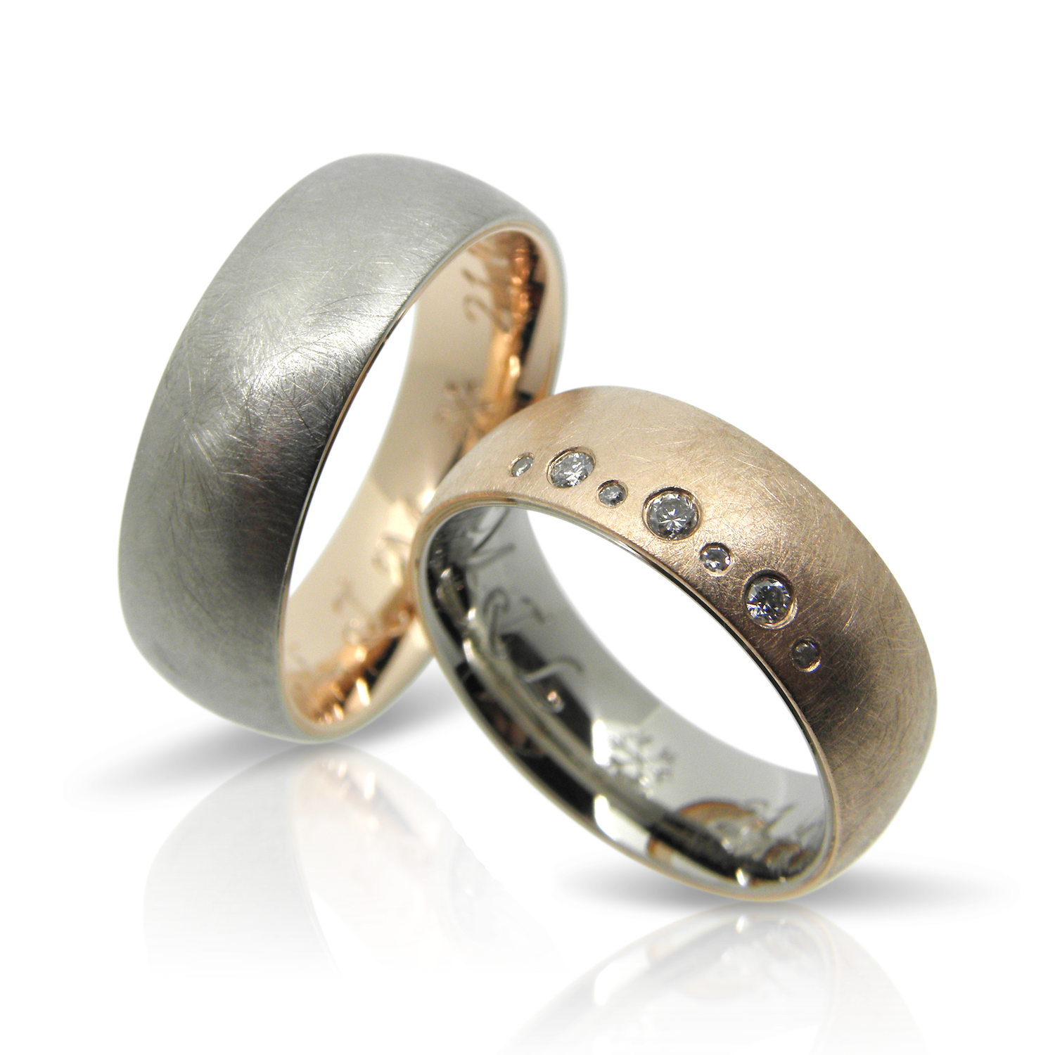 Trauringe, Eheringe, Alliance, wachsend, eternity ring, Partnerrine, Weissgold, Rotgold, Brillanten, Anfertigung, Goldschmied, Faktor S, Trauringschmiede, Trauringlounge, Winterthur, Zürich, wedding band, wedding ring, wedding, bicolour, alliance ring, diamond ring, briliant cut, fancy brown, wedding jewelry, goldsmith, sahak, zurich, swissmade, jewellery, jewelry
